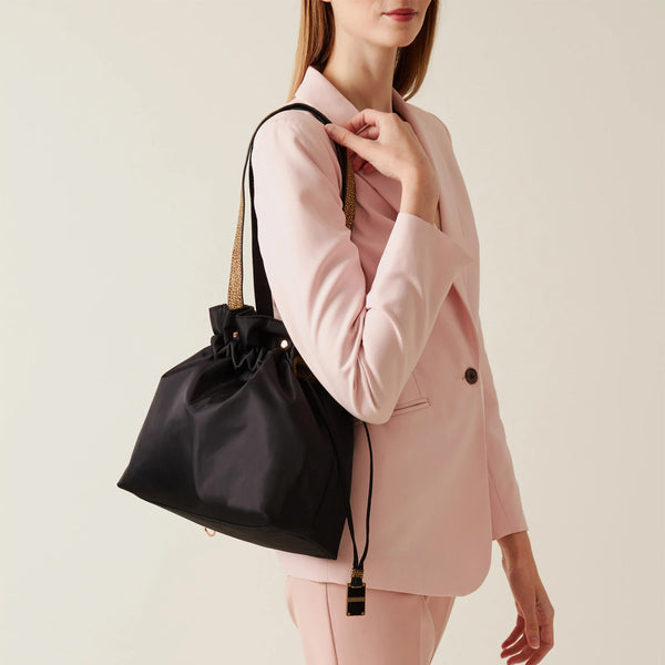 Borbonese - Shopping Bag M Nero Op Naturale - 933773AQ3 - NERO/OP/NATURALE