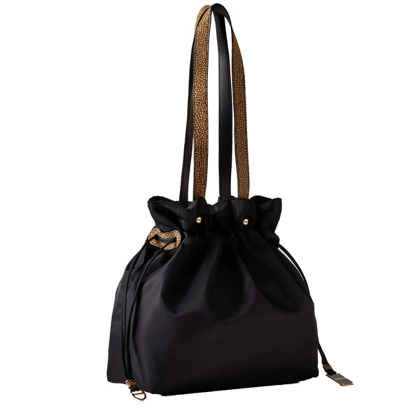 Borbonese - Shopping Bag M Nero Op Naturale - 933773AQ3 - NERO/OP/NATURALE