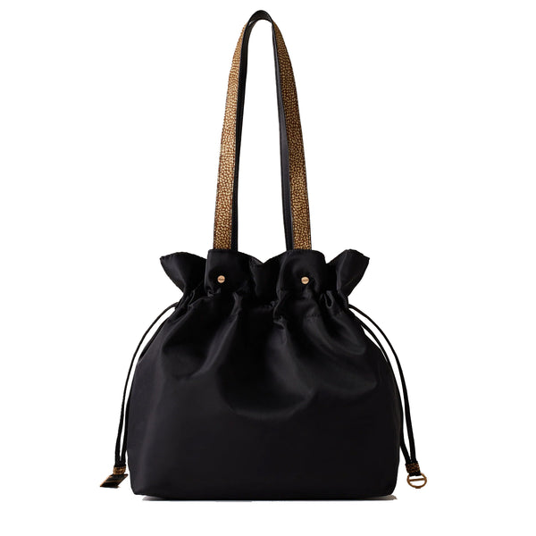 Borbonese - Shopping Bag M Nero Op Naturale - 933773AQ3 - NERO/OP/NATURALE