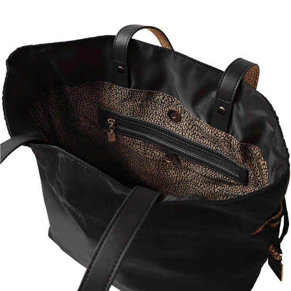 Borbonese - Shopping Bag M Nero Op Naturale - 933773AQ3 - NERO/OP/NATURALE