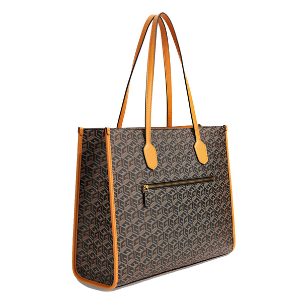 Guess - shopper silvana g cube grande black logo cognac - hwsc86 | Italystation.com - Shop Now at italystation.com