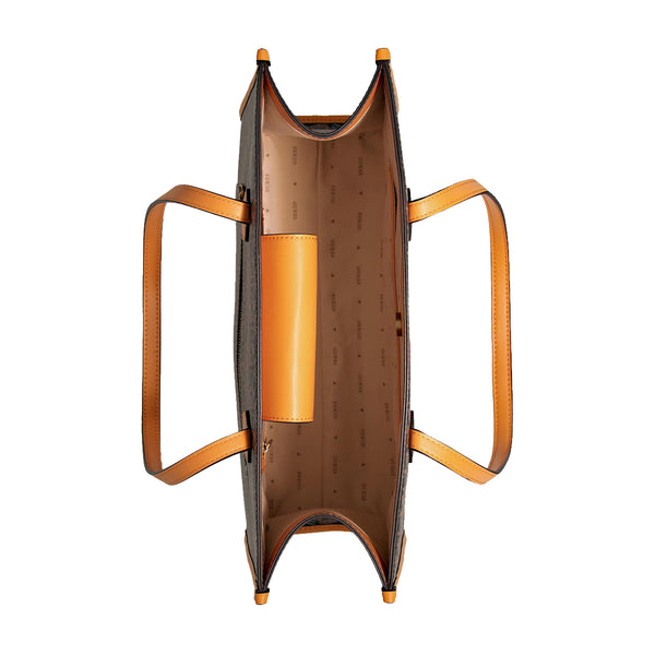 Guess - shopper silvana g cube grande black logo cognac - hwsc86 | Italystation.com - Shop Now at italystation.com