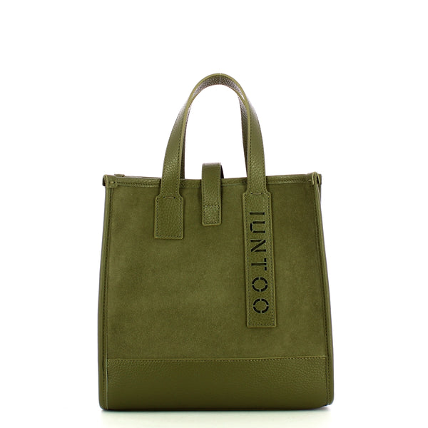 Iuntoo - new tote piccola verde + camoscio verde - 175003 - ver | Italystation.com - Shop Now at italystation.com