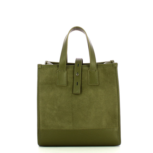 Iuntoo - new tote piccola verde + camoscio verde - 175003 - ver | Italystation.com - Shop Now at italystation.com
