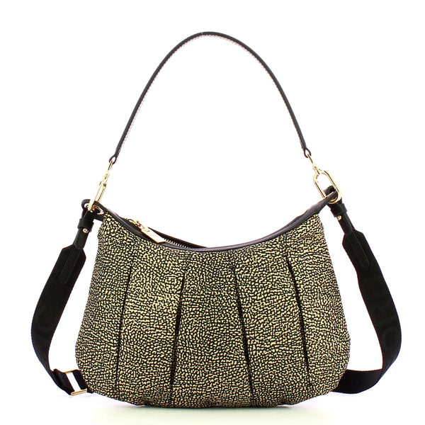 Borbonese - sottospalla hobo small op naturale nero - 933076 | Italystation.com - Shop Now at italystation.com