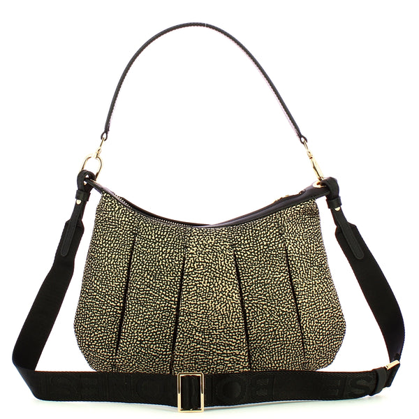 Borbonese - sottospalla hobo small op naturale nero - 933076 | Italystation.com - Shop Now at italystation.com