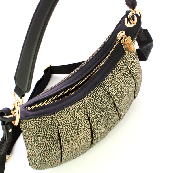 Borbonese - sottospalla hobo small op naturale nero - 933076 | Italystation.com - Shop Now at italystation.com