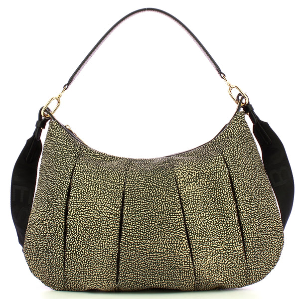 Borbonese - hobo medium op naturale nero - 933077ah1 - op/na | Italystation.com - Shop Now at italystation.com