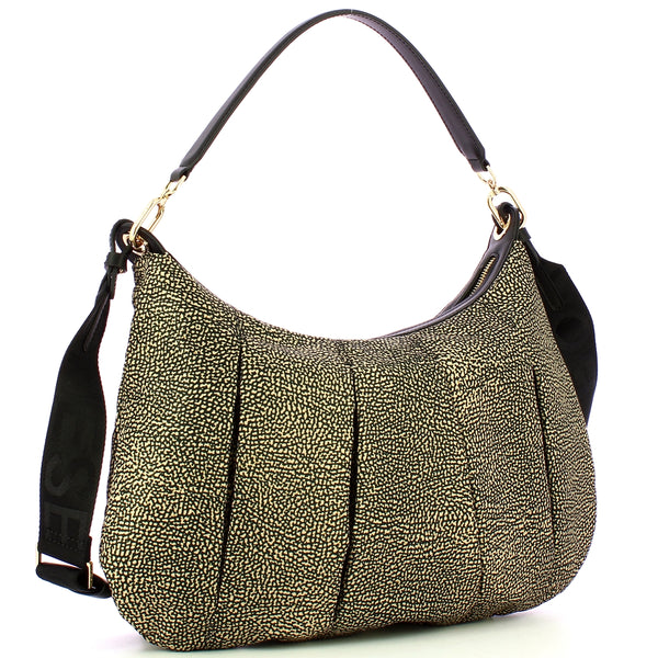 Borbonese - hobo medium op naturale nero - 933077ah1 - op/na | Italystation.com - Shop Now at italystation.com