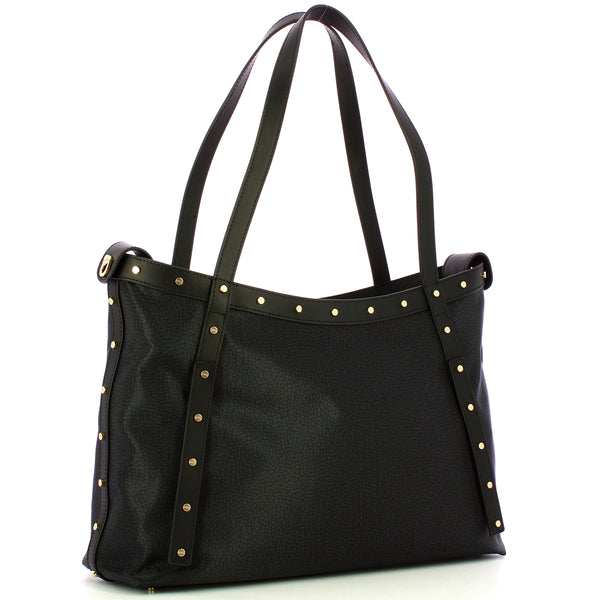 Borbonese - Dark Black Large Shopper 933256I15 DARK/BLAC | Italystation.com Shop Now at italystation.com