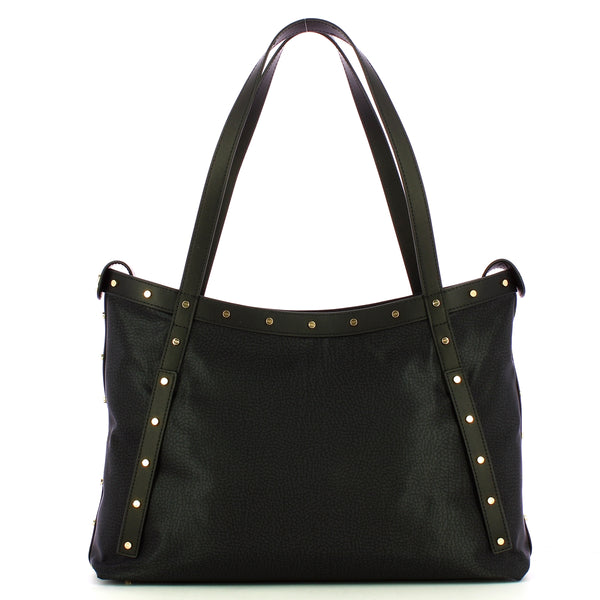 Borbonese - Dark Black Large Shopper 933256I15 DARK/BLAC | Italystation.com Shop Now at italystation.com