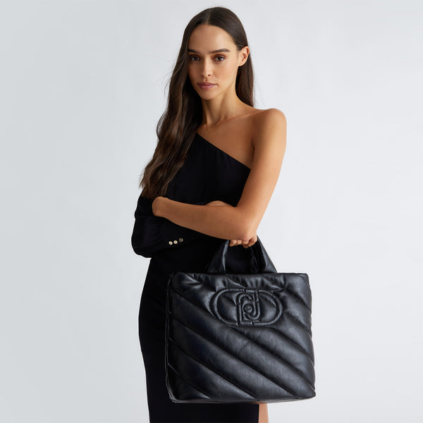 Liu Jo - Glossy Matelass�� Black Shopping Bag - AF4139E0022 - BLACK