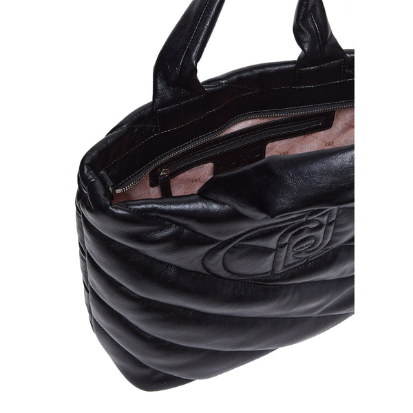 Liu Jo - Glossy Matelass�� Black Shopping Bag - AF4139E0022 - BLACK