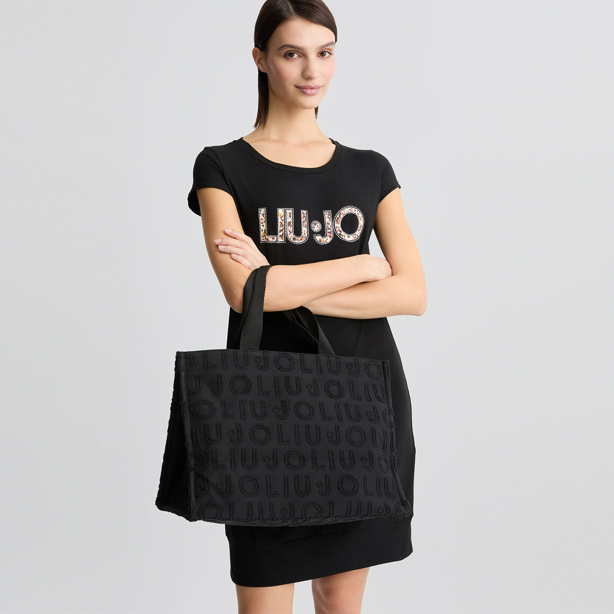 トートバッグ LIU JO Woman Tote bags Black 2A5013T0300 22222 NEW Liu Jo - Tote Bag Jacquard Black - 2A5013T0300 - BLACK
