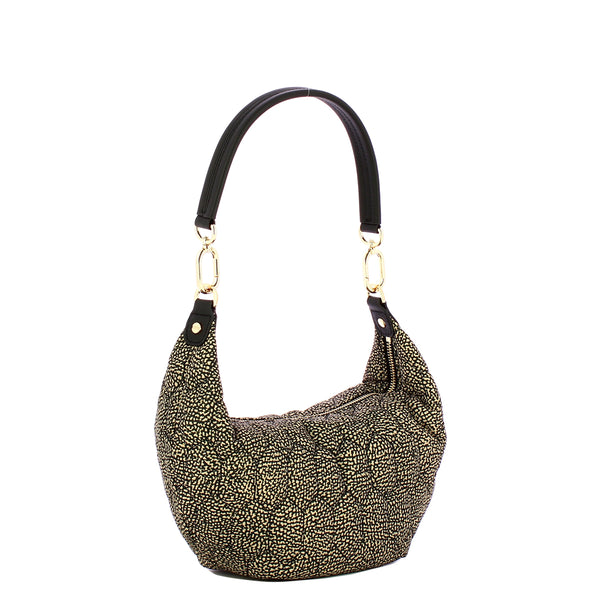 Borbonese - Hobo Bag Honey Small OP Naturale Nero - 91010129AH1 - OP/NATURALE/NERO