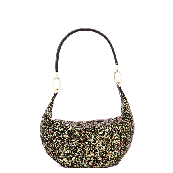Borbonese - Hobo Bag Honey Small OP Naturale Nero - 91010129AH1 - OP/NATURALE/NERO
