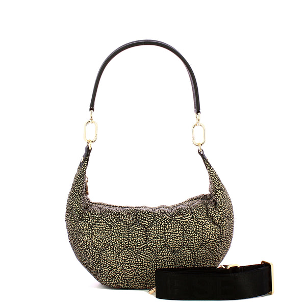 Borbonese - Hobo Bag Honey Small OP Naturale Nero - 91010129AH1 - OP/NATURALE/NERO