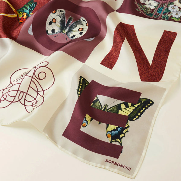 Borbonese - Foulard color block Alabastro Sabbia Merlot - 6DA0630016 - ALABASTRO/SABBIA/MERLOT