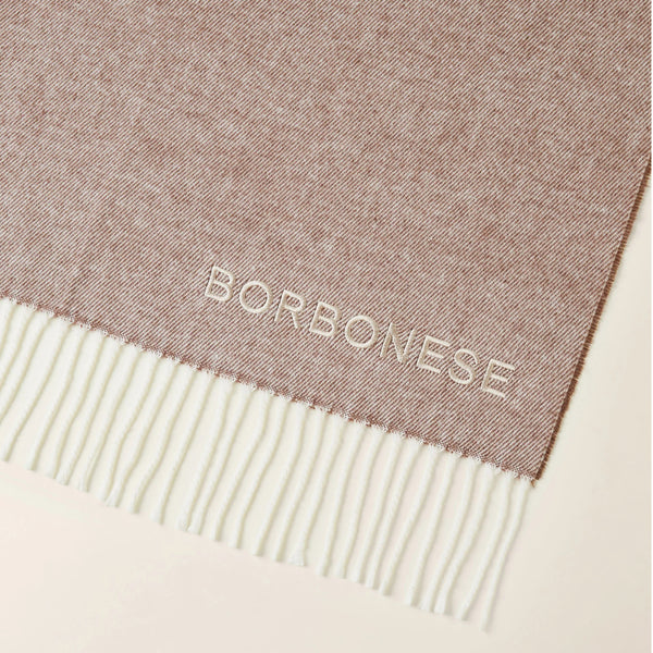 Borbonese - Stola misto cotone Panna Beige Marrone - 910600480129 - PANNA/BEIGE/MARRONE