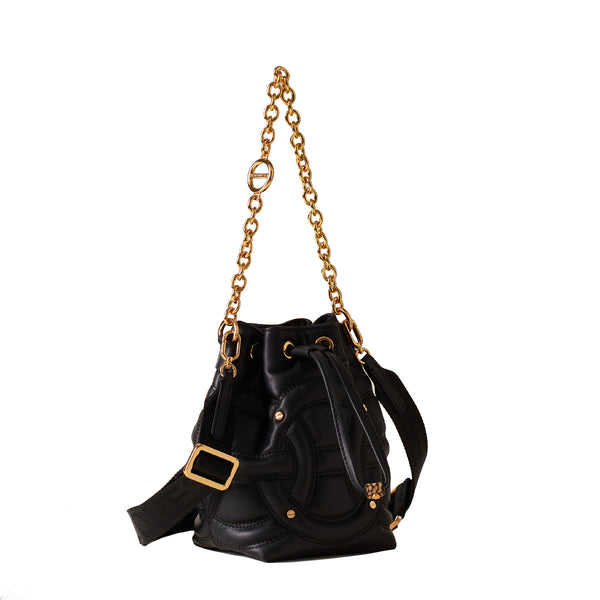 Borbonese - Secchiello Mini Rondo' Nero OP Naturale - 910101570099 - NERO/OP/NATURALE