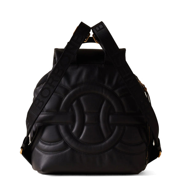 Borbonese - Zaino Rond�� Medium Nero OP Naturale - 910101500099 - NERO/OP/NATURALE