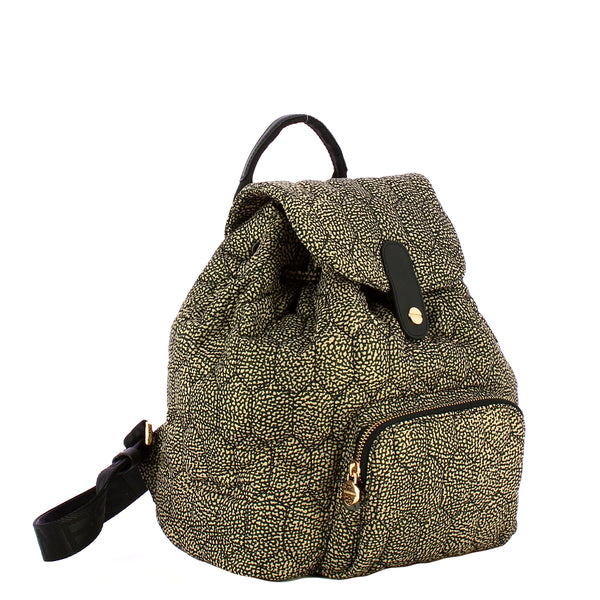 Borbonese - Zaino Medium OP Naturale Nero - 91010128AH1 - OP/NATURALE/NERO