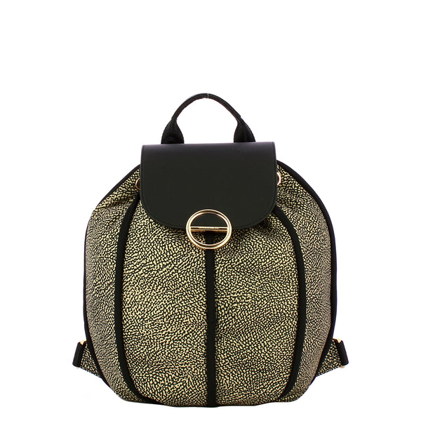 Borbonese - Zaino Medium Cottage OP Naturale Nero - 91010122AJ0 - OP/NATURALE/NERO