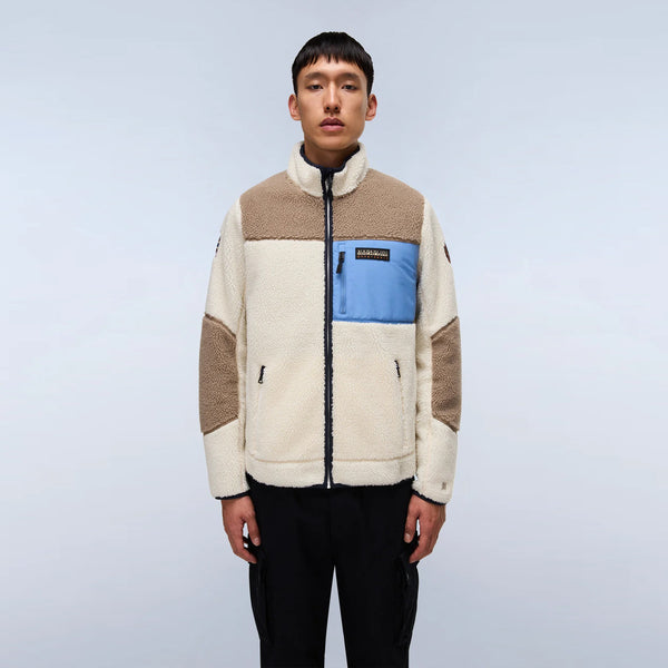 Napapijri - Felpa in pile Yupik Multicolour MQZ Natural - NP0A4GNT - MQZ/NATURAL