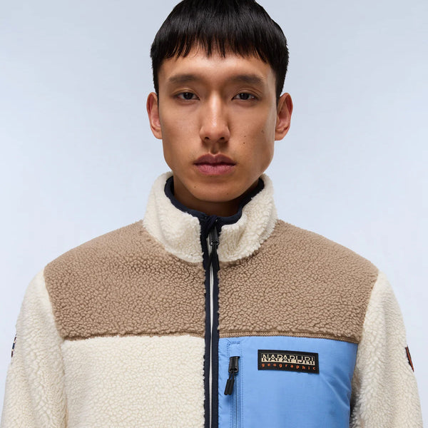 Napapijri - Felpa in pile Yupik Multicolour MQZ Natural - NP0A4GNT - MQZ/NATURAL