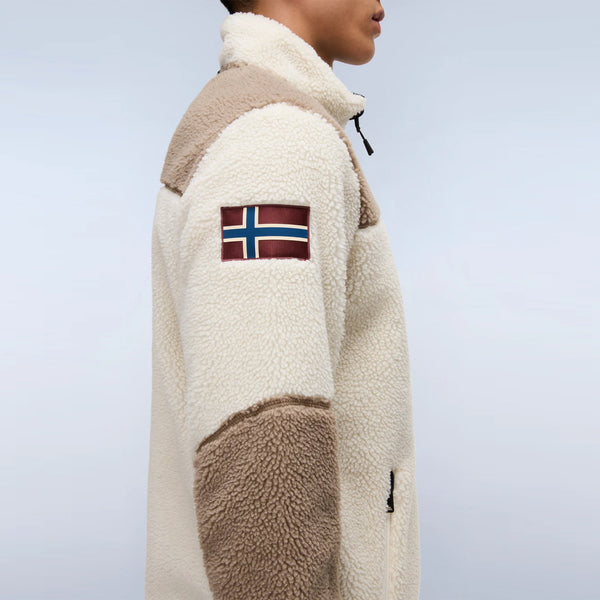 Napapijri - Felpa in pile Yupik Multicolour MQZ Natural - NP0A4GNT - MQZ/NATURAL