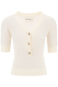 knitted top with short sleeves C96224 92M CR IVORY