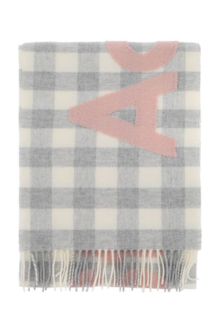 checked scarf with logo pattern CA0262 GREY PINK