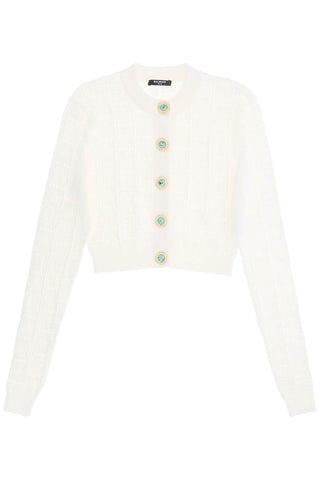 cropped cardigan with jewel buttons CF1KL047KF97 BLANC