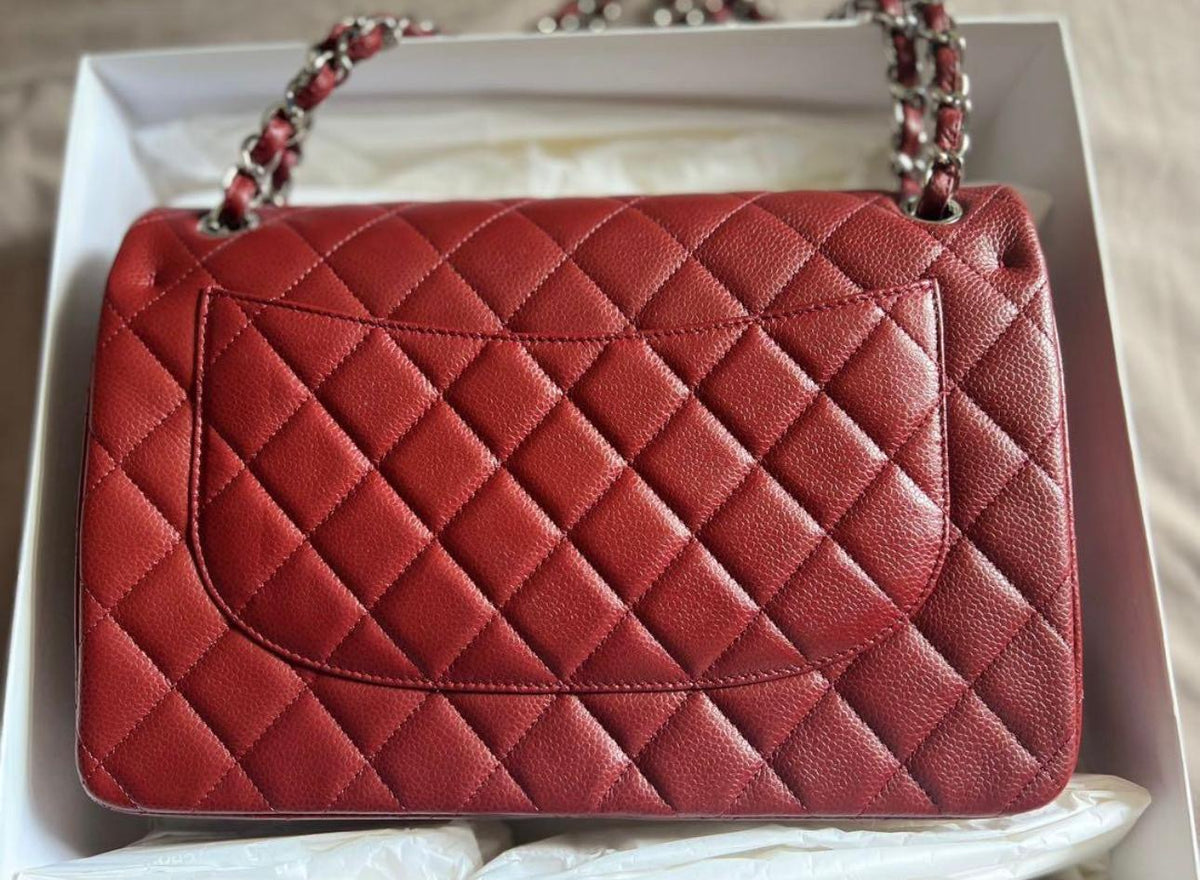CHANEL Chanel A58600 Classic CC Red Caviar Jumbo Shoulder Bags Shw