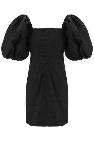 mini dress with balloon sleeves F8827 BLACK
