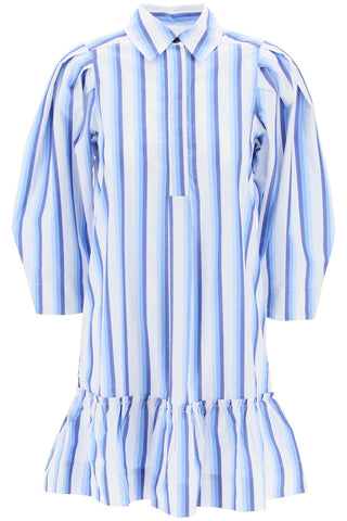 striped dress with ruffles. F9021 SILVER LAKE BLUE