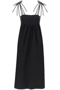cotton poplin midi dress in F9130 BLACK