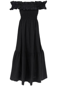 flared midi dress with off-should F9168 BLACK
