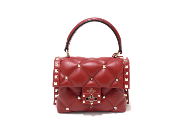 Valentino NEW Valentino Garavani Red Quilted Leather Mini Candystud To | Italystation.com - Shop Now at italystation.com