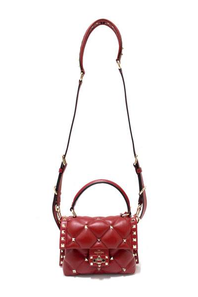Valentino NEW Valentino Garavani Red Quilted Leather Mini Candystud To | Italystation.com - Shop Now at italystation.com