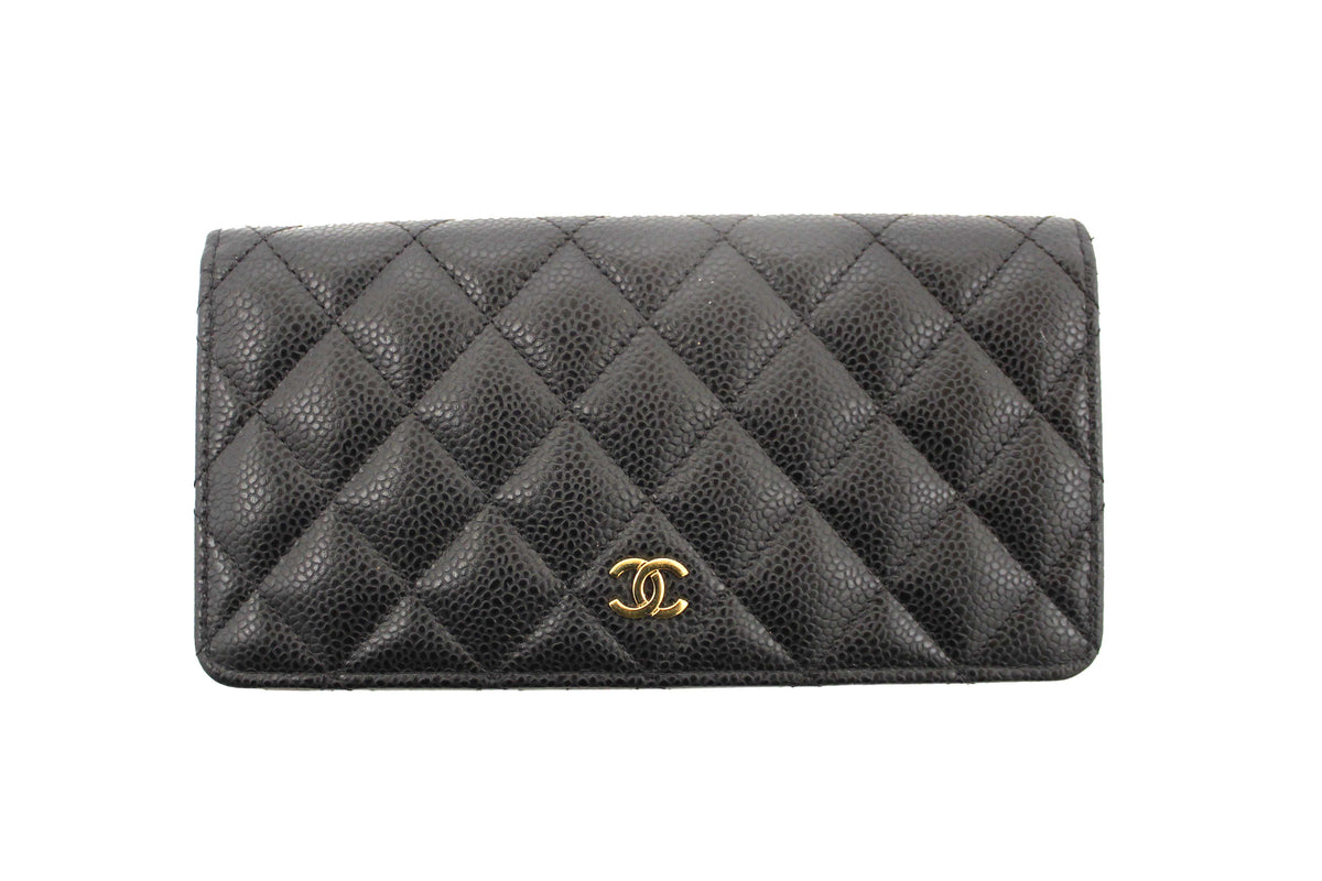 Chanel Black Quilted Caviar Leather Long Wallet – Italy Station