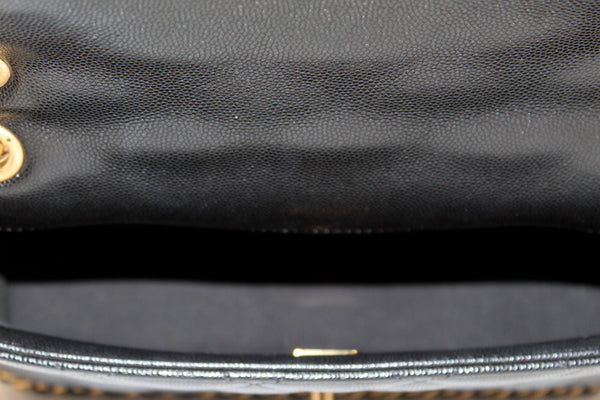 Chanel Black Quilted Caviar Leather Camellia Chain | Italystation.com - Now at italystation.com