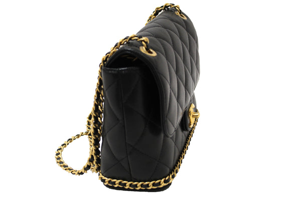 Chanel Black Quilted Caviar Leather Camellia Chain | Italystation.com - Now at italystation.com