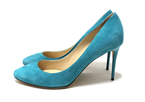 Jimmy Choo Malibu Suede Esme 38 Pumps Heel Size 39.5 | Italystation.com - Shop Now at italystation.com
