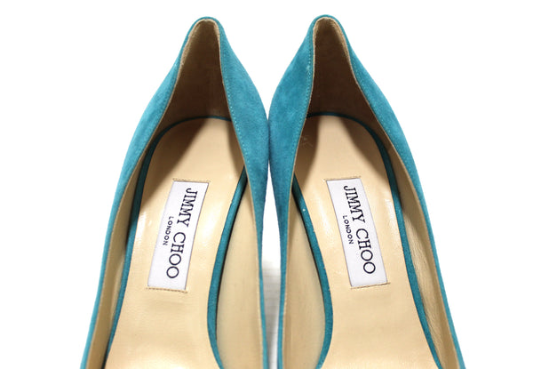 Jimmy Choo Malibu Suede Esme 38 Pumps Heel Size 39.5 | Italystation.com - Shop Now at italystation.com