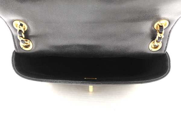 Chanel Black Quilted Caviar Leather Camellia Chain Around Flap Shoulder Bag