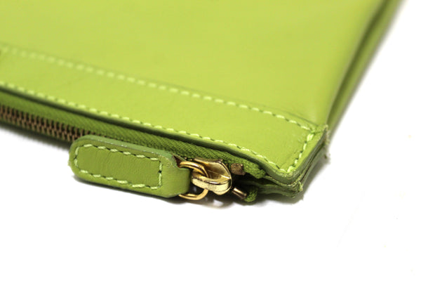 Louis Vuitton Jimmy Choo Lime Green Leather Zipper Pouch | Italystation.com - Shop Now at italystation.com