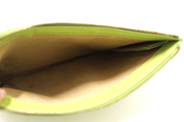 Louis Vuitton Jimmy Choo Lime Green Leather Zipper Pouch | Italystation.com - Shop Now at italystation.com