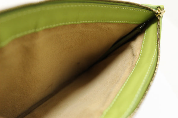 Louis Vuitton Jimmy Choo Lime Green Leather Zipper Pouch | Italystation.com - Shop Now at italystation.com