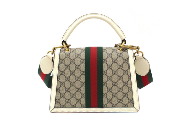 Gucci White GG Supreme Small Queen Margaret Top Handle Bag